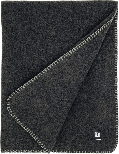 EKTOS 100% Virgin Wool Blankets, 90" x 78", Emergency Blanket for Car, Winter Camping (Charcoal, Full Size)