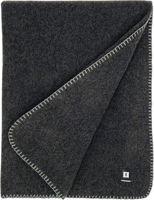 EKTOS 100% Virgin Wool Blankets, 90" x 78", Emergency Blanket for Car, Winter Camping (Charcoal, Full Size)