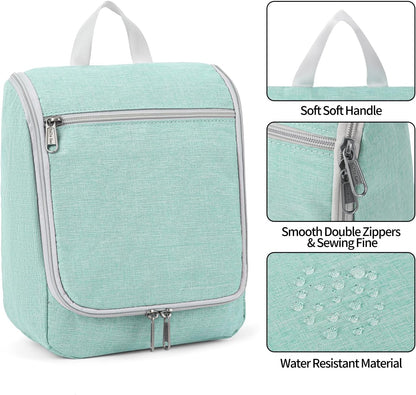 Della Gao Hanging Toiletry Bag for Men and Women, Portable Travel Makeup Bag Cosmetic Bag Toiletries Organizer, Bathroom Bag, Water Resistant Nylon - Green