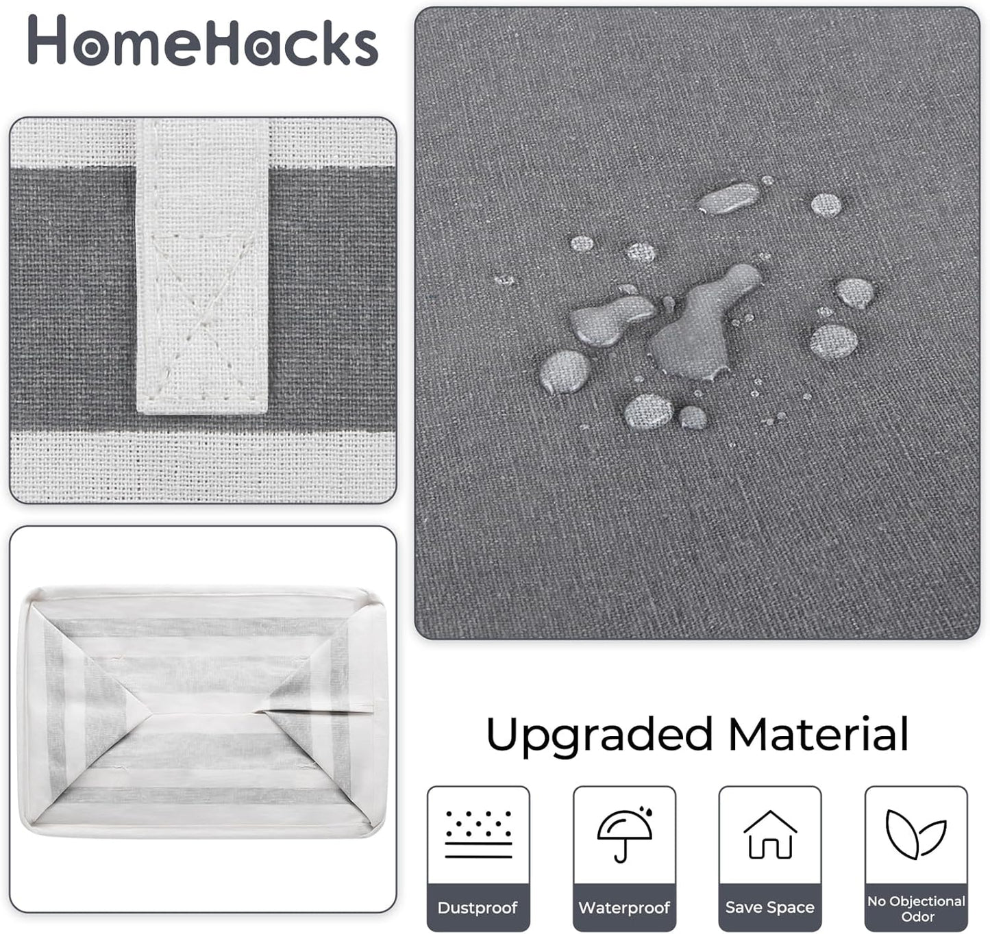 HomeHacks 2 Pack Large Laundry Baskets, Waterproof, Freestanding Laundry Hampers, Collapsible Clothes Hamper with Reinforced Handles in Laundry, College Dorm, Bathroom, Bedroom (Grey+Pink, 100Lx2)