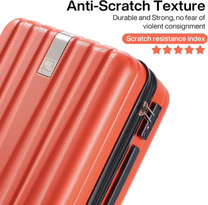 Hanke 29 Inch Luggage Suitcases With Spinner Wheels Lightweight PC hardside Rolling Suitcase With Travel Lock, Checked-Large 29-Inch Christmas Gifts for Birthday （Orange）