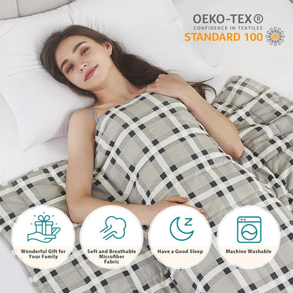 L'AGRATY Weighted Blanket - 60"x80" 25lbs Cooling Breathable Heavy Blanket Microfiber Material with Glass Beads for Adult All-Season Summer Fall Winter Soft Thick Comfort