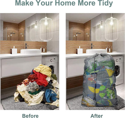 Dalykate Mesh Laundry Bags, 24" x 36", Heavy Duty with Reinforced Handles, Foldable & Portable, Drawstring Closure, 3-Pack Mixed Colors