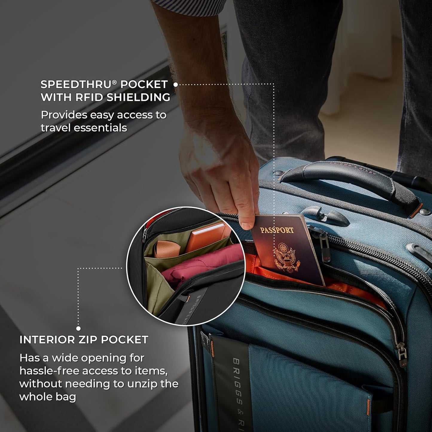 Briggs & Riley Domestic 22" Carry On Expandable Spinner - Luggage for Travel, Suitcases with Wheels, Softside Rolling Bag for Men & Women - ZDX Collection, Black