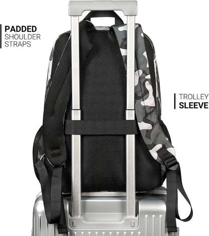 ZORFIN 26L Backpack for College, and Travel: Water Resistant Bookbag - Camo Black