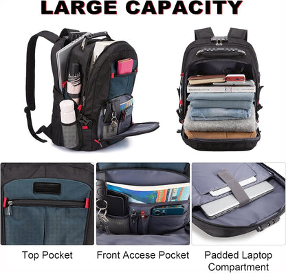 LOVEVOOK Travel Backpack for Men 17inch Large Work Backpack for Men Large Capacity Lockable Mochilas para Hombres Waterproof Computer Backpack for Work Business Travel College (17 inch，Dark-Blue)