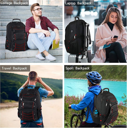 VECKUSON Large 18.4 Inch Laptop Backpack with USB Charger Port, TSA Friendly Flight Approved and RFID Anti-Theft Pocket, Red