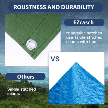 12’x16’ Canvas Tarps Heavy Duty Waterproof Tarpaulins with Aluminum Grommets,UV Resistant, 22Mil Multipurpose Drop Cloth, 14oz Durable Cover Sheet for Outdoor and Indoor Use with Ropes.