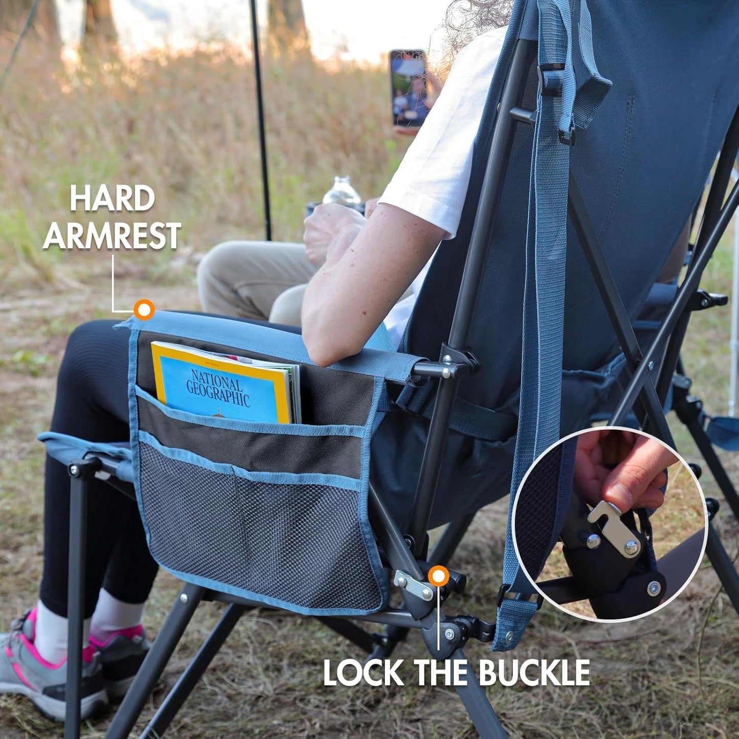 Portal Camping Chair with Lumbar Support for Adults Folding Portable High Back Oversized, 400LBS