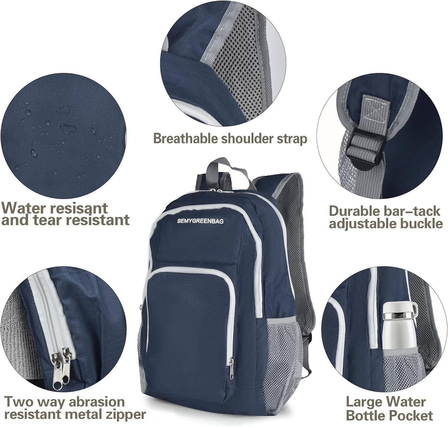 35L Foldable Waterproof Backpack For Outdoor Sports Travel Inside Wet Clothes Compartment Packable For Multiple