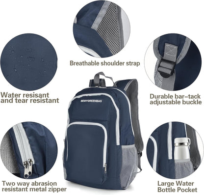 35L Foldable Waterproof Backpack For Outdoor Sports Travel Inside Wet Clothes Compartment Packable For Multiple