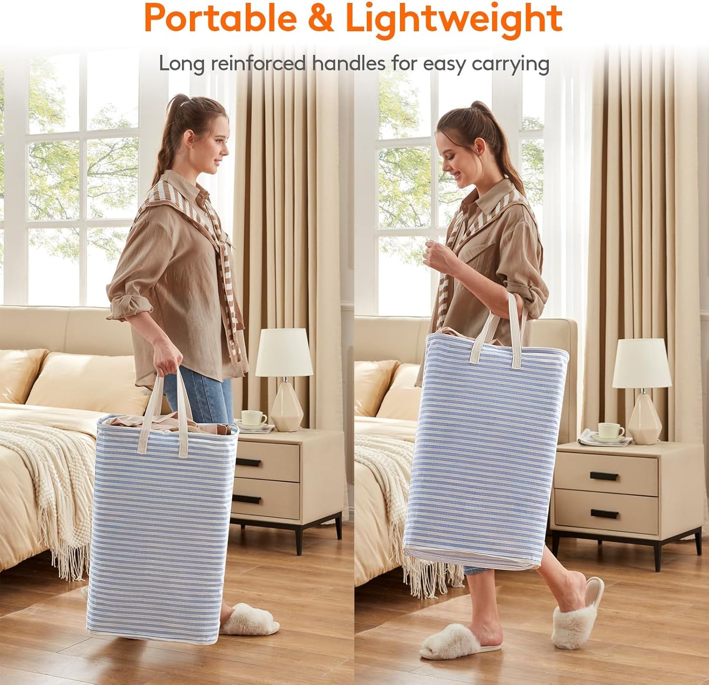 Lifewit 2 Pack Laundry Hamper Large Collapsible Laundry Baskets, Freestanding Waterproof Clothes Hamper with Easy Carry Handles in Laundry Room Bedroom Bathroom College Dorm for Adults, Blue, 2 x 80L