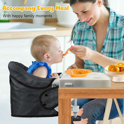 Hook On Chair with Removable Dining Tray,Portable Table High Chair, Folding Baby Chair with Storage Bag for Indoor/Outdoor(Black)