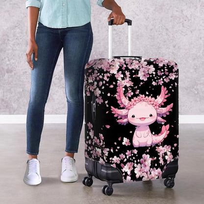 Cute Floral Axolotl Luggage Cover Travel Suitcase Protector Cover Zipper Closer for 30-32inch