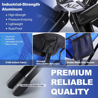 Portable Camping Chairs - 15s Setup & Compact 13" Fold - Backpacking Chair with Carry Bag, Camp Chair for Picnics, Fishing, Festival Sporting Events, Support 200 LBS - Blue