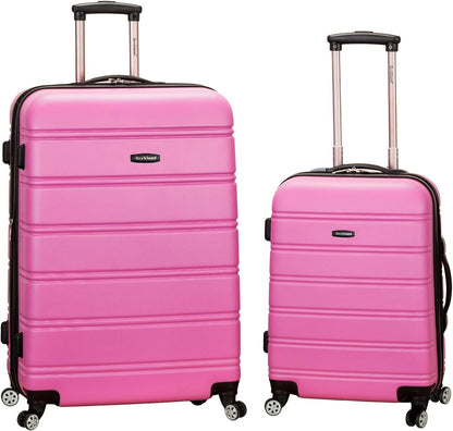 Rockland Melbourne Hardside Expandable Luggage with Spinner Wheels, Pink, 2 Piece (20/28)