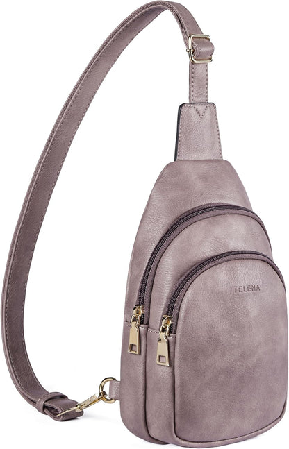 Telena Small Sling Bag for Women Leather Crossbody Fanny Packs Chest Bag for Women