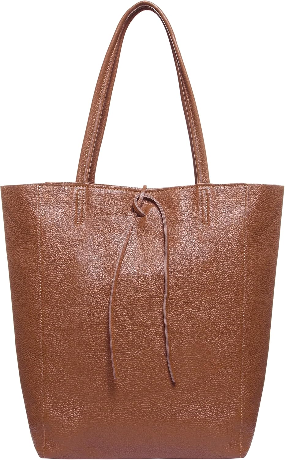 Italian Calf Leather Tote for Women with Zipper, Inner Pocket & Flat Base | Soft Unlined Shopper for Work & Travel