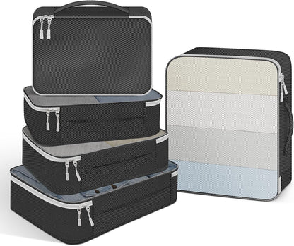 4-Piece Packing Cube Set - Lightweight Luggage Organizers for Travel, Vacation and Suitcases - Durable Accessories with Compression