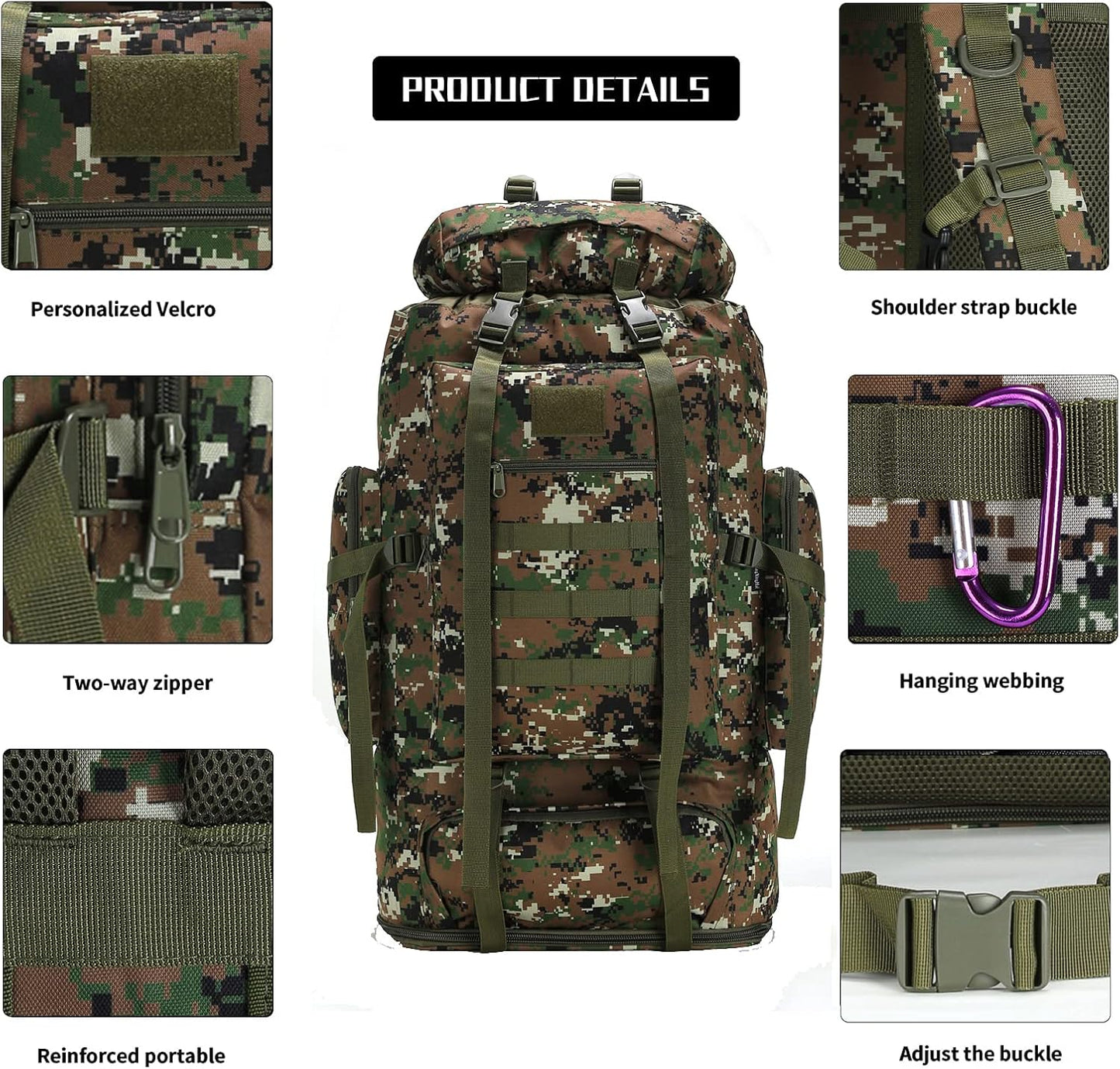 Hiking Backpack for Men 70L/100L Camping Backpack Military Rucksack Molle 3 Days Assault Pack for Climbing