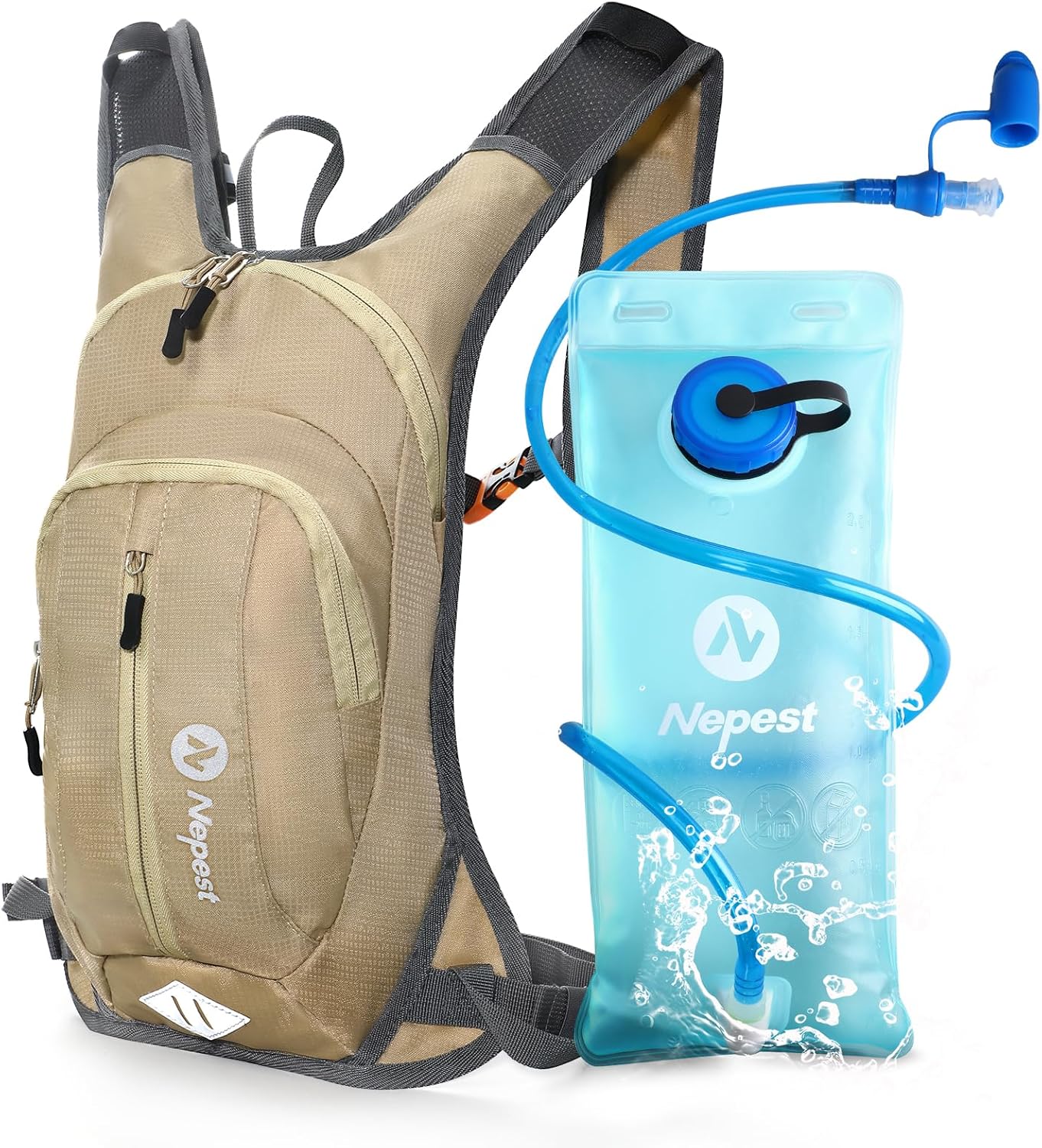 Nepest Hydration Pack Backpack for Women & Men, Lightweight Water Backpack with 2L Water Bladder for Hiking Cycling Running Biking