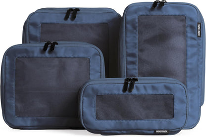 Aerotrunk Compression Packing Cubes for Travel - Luggage Organizer Bags - Double Zipper Packing Cubes for Suitcases (4-Pack, Dark Blue)