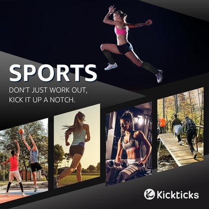 Kickticks 4 Pairs Compression Socks for Woman & Man Unisex 20-30mmHg Knee high Plus Size Wide Calves for Flying Running…