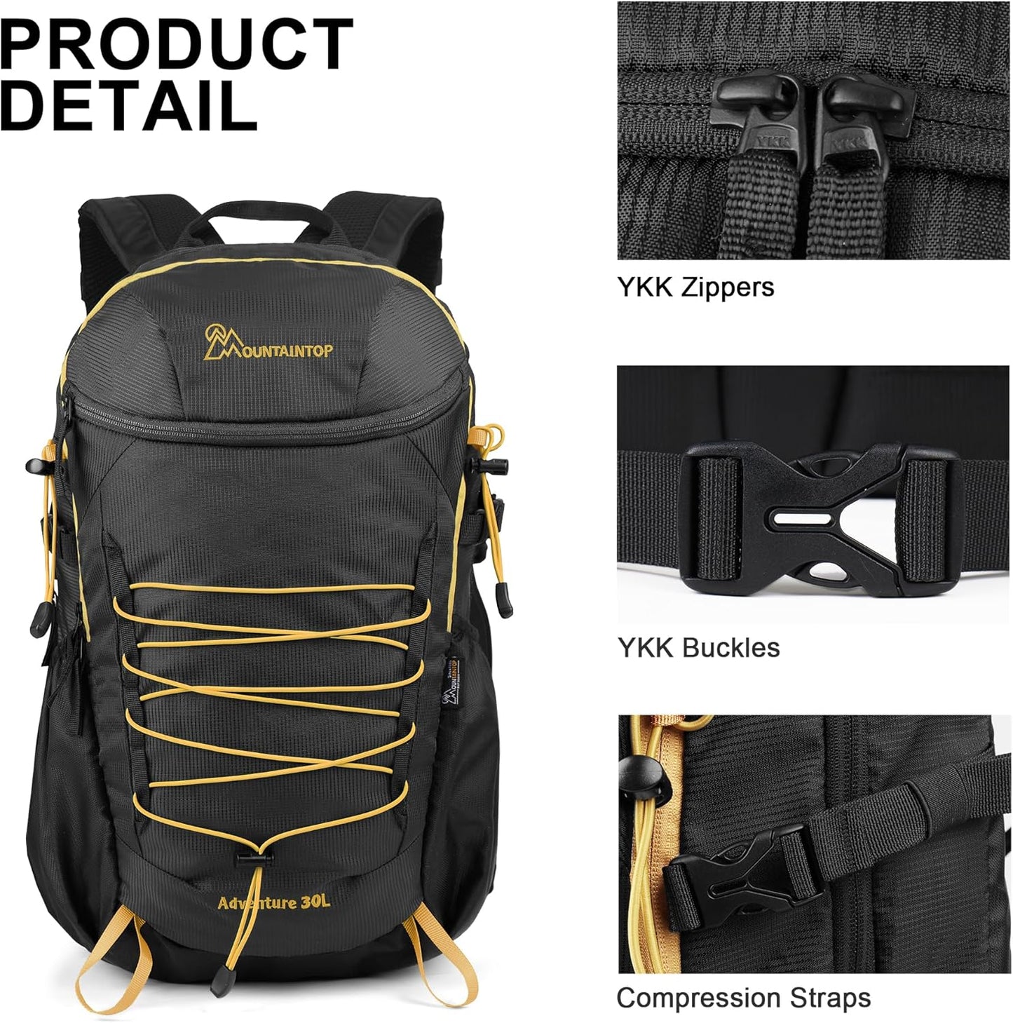 MOUNTAINTOP Hiking Backpack,30L Camping Backpack, Men Women Hiking Daypack Lightweight Travel Backpack for Camping Climbing Skiing Cycling