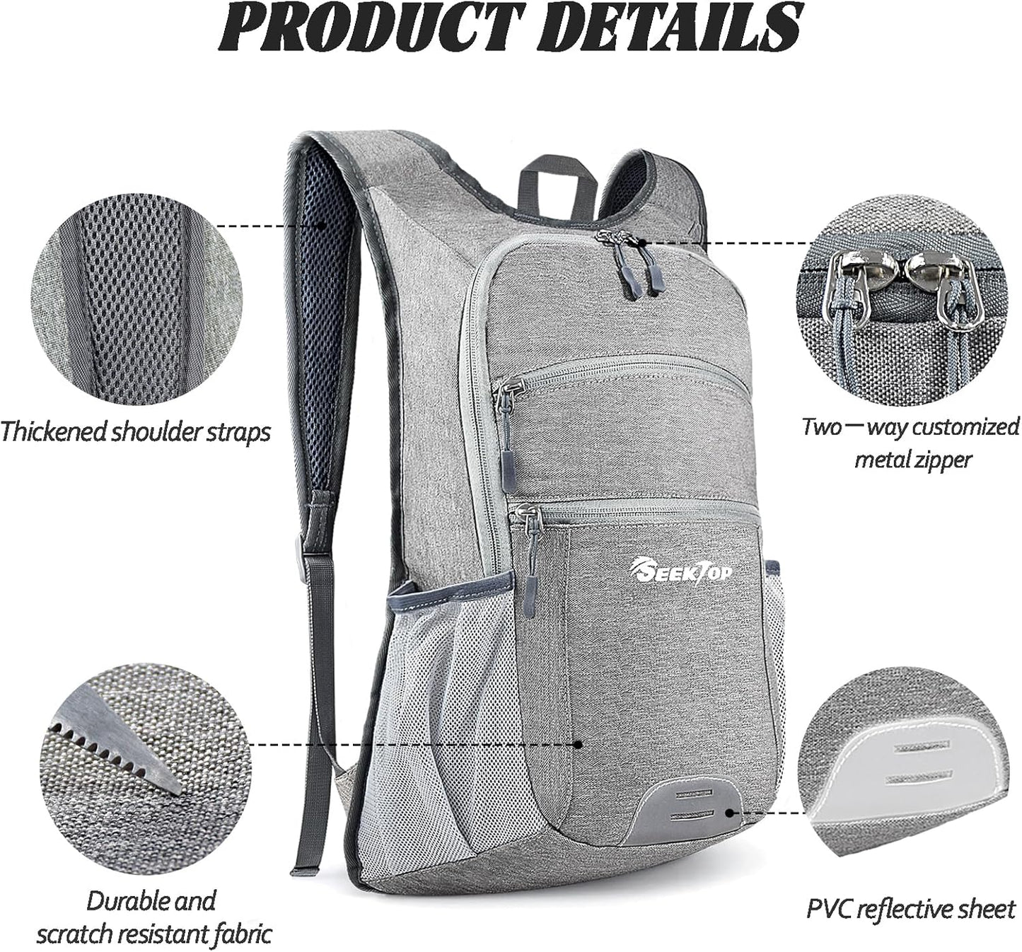 Seektop 20L Hiking Backpack Ultra Lightweight Waterproof Travel Backpack Packable Small Outdoor Bag Foldable Day Pack for Women Men