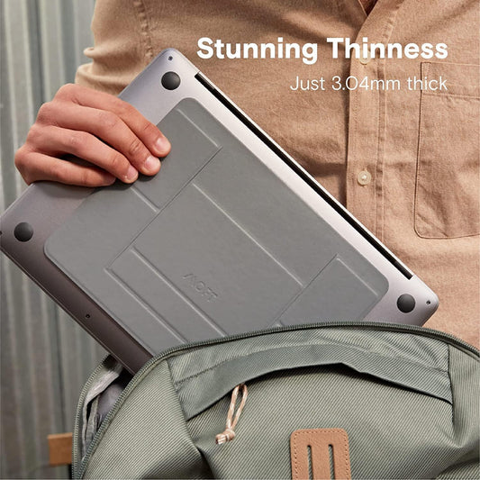 MOFT Laptop Stand for Desk, Stick-On Computer Stand with Dual-Angle, Ergonomic Laptop Riser Holder for Travel, Foldable & Portable MacBook Stand Fits 11.6"-16" Laptops, Silver (Adhesive Version)