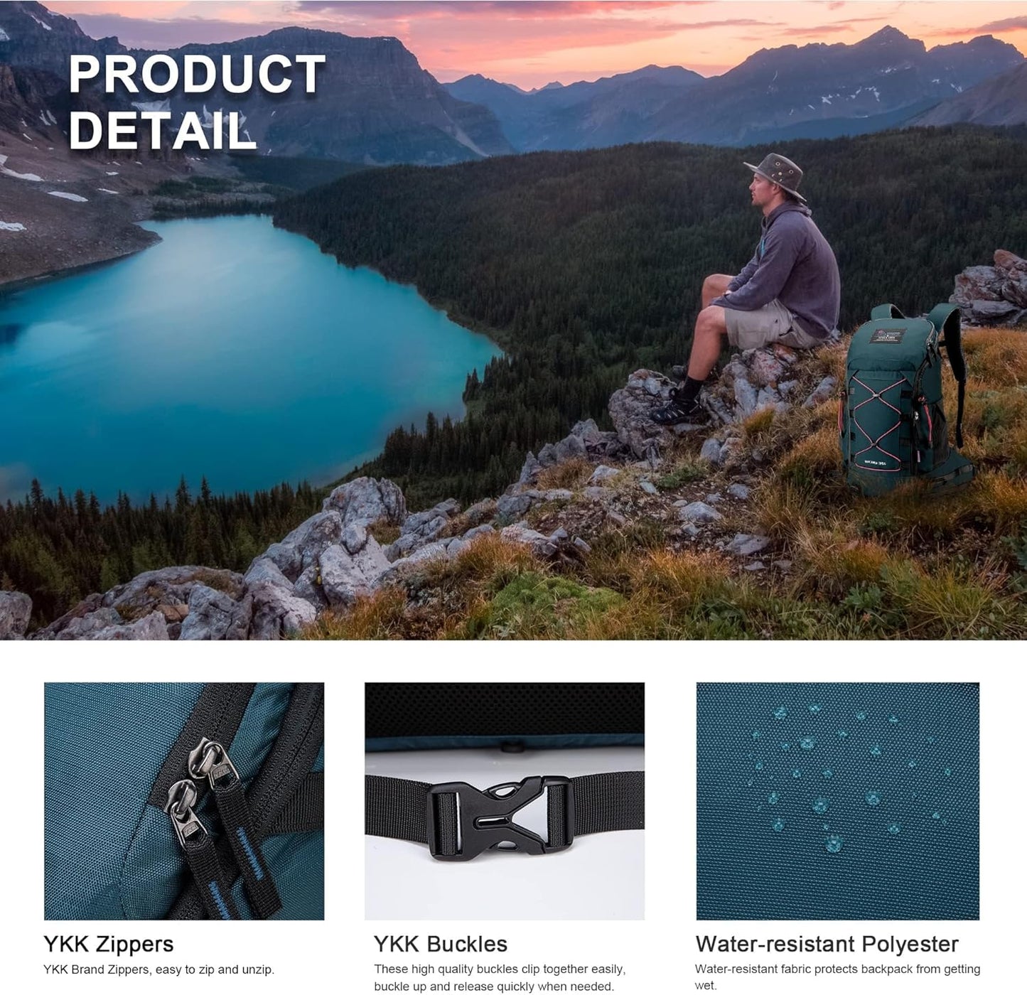 MOUNTAINTOP Hiking Backpack 35L Travel Backpack Lightweight Daypack for Men&Women Outdoor Camping