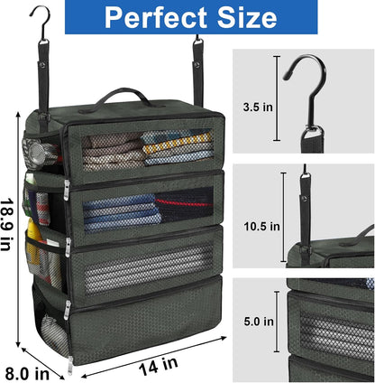 Suitcase Organizer, Travel Luggage Organizer Portable Hanging Travel Shelves Collapsible Hanging Packing Cubes for Carry on Suitcase