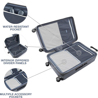 Travelpro Platinum Elite Hardside Expandable Checked Luggage, 8 Wheel Spinner, TSA Lock, Hard Shell Polycarbonate Suitcase, Vintage Grey, Checked Large 28-Inch