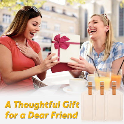 3 Pack Luggage Tags for Suitcases, TSA Approved Bag Tags, Baggage Tags with Privacy Protection, Travel Essentials Luggage Accessories, Ivory & Brown