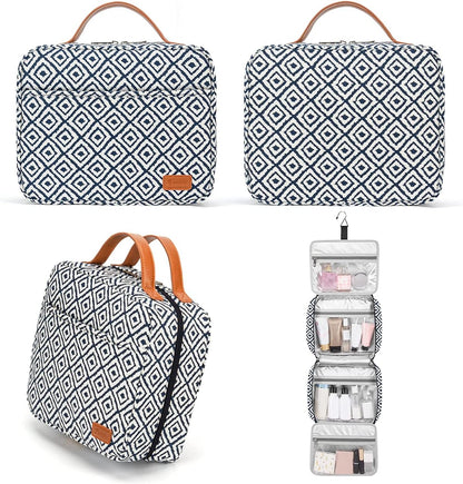 Hanging Travel Toiletry Bag,Large Capacity Cosmetic Travel Toiletry Organizer for Women with 4 Compartments & 1 Sturdy Hook,Perfect for Travel/Daily Use/Christmas