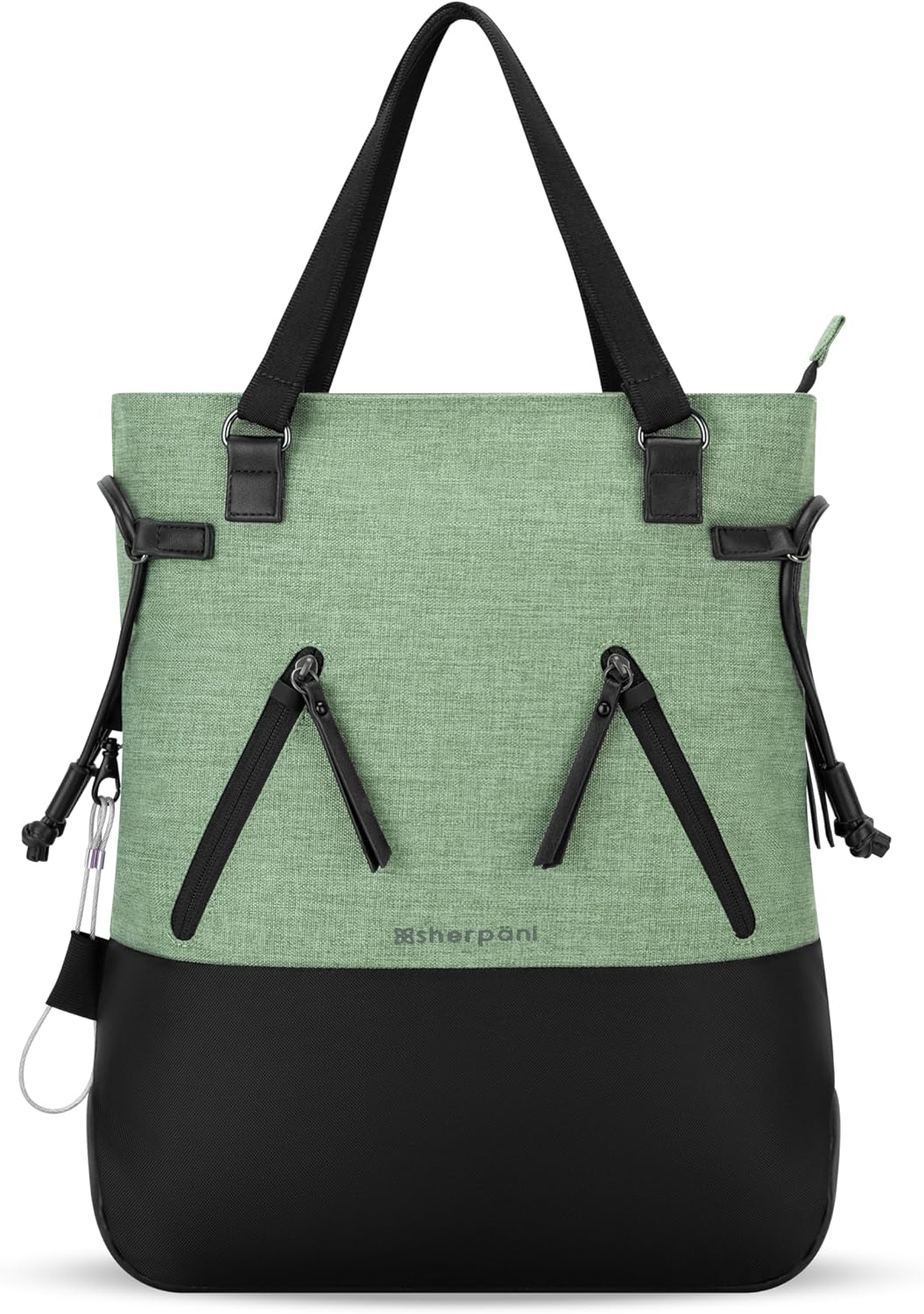 Sherpani Tempest, Anti Theft Convertible Backpack Tote, 14L Travel Backpack, Travel Gifts for Women, Handbags, RFID Protection, Metal Hardware, Fits 15” Laptop (No Sleeve) (Basil)