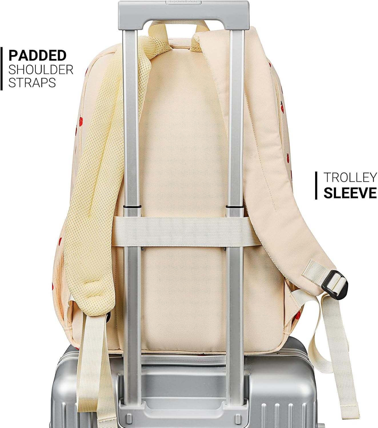 ZORFIN 26L Backpack for College, and Travel: Corduroy Bookbag - Strawberry