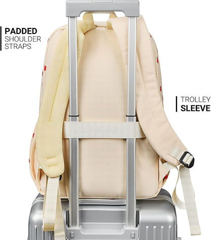 ZORFIN 26L Backpack for College, and Travel: Corduroy Bookbag - Strawberry