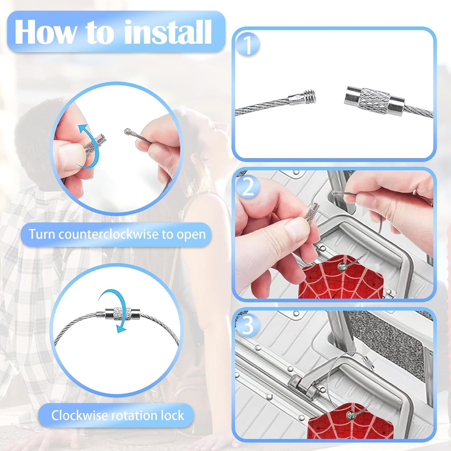 2 Pack Luggage Tags with Spider On Spider Web for Suitcases, Spider Web PU Leather Luggage Tag Accessories Privacy Cover ID Label with Stainless Steel Loop for Travel Bag for Women Girls Teens