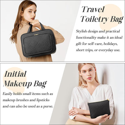 Personalized Gifts for Women, Initial Toiletry Bag Hanging Travel Organizer & Makeup Cosmetic Bag with Embroidery Letter Teacher Appreciation Gift Birthday Mothers Day Gifts for Mom Wife Friend Sister