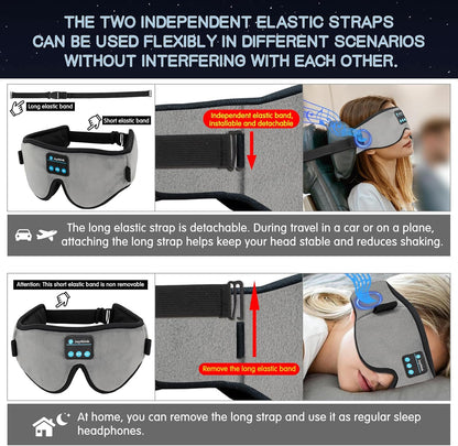 Joythink Sleep Headphones Headband Sleep Mask Eye Mask 3D Deep Bluetooth for Sleeping Blackout Washable Music Eye Cover with Speaker Microphones Gray