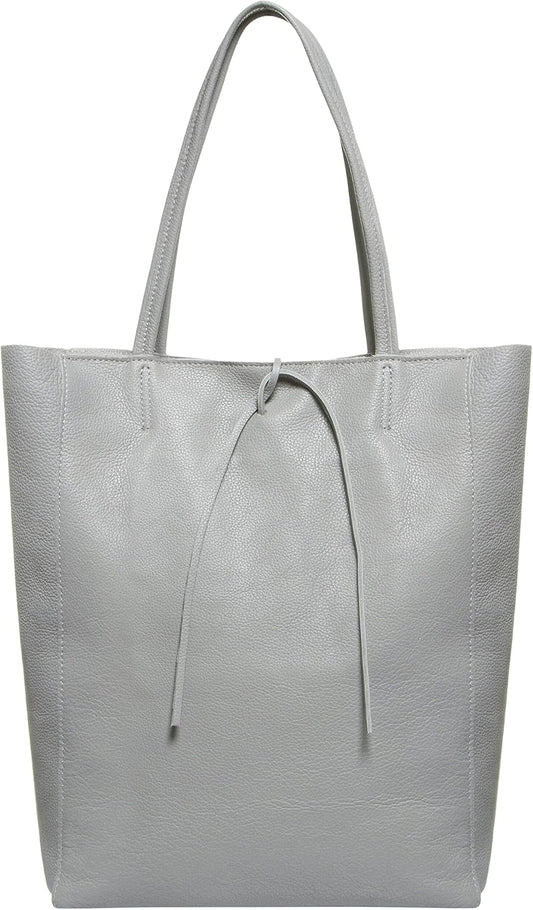 Italian Calf Leather Tote for Women with Zipper, Inner Pocket & Flat Base | Soft Unlined Shopper for Work & Travel