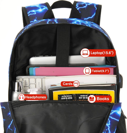 17.3 Inch School Backpack,Lightweight Bookbag Men and Teen Boy Back Pack with USB Charging Port for High School College