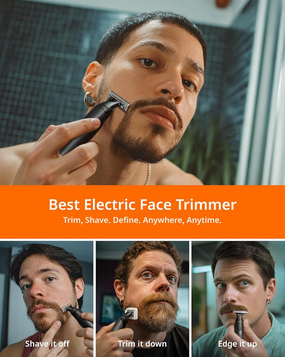 [2025 Upgraded] Body & Nose Hair Trimmer Kit, [All-in-One] Travel Beard Electric Shaver for Men, USB-C Fast Charging, Rechargeable Painless Razor Cordless Waterproof Wet/Dry, Black(Solo)