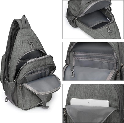 G4Free Sling Bag RFID Blocking Sling Backpack Crossbody Chest Bag Daypack for Hiking Travel(DimGray)