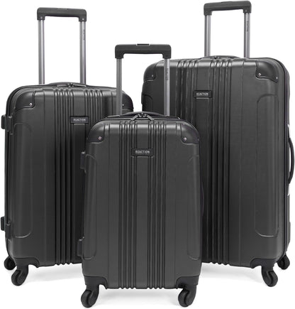 Kenneth Cole REACTION Out of Bounds Lightweight Hardshell 4-Wheel Spinner Luggage, Charcoal, 3-Piece Set (20", 24", & 28")