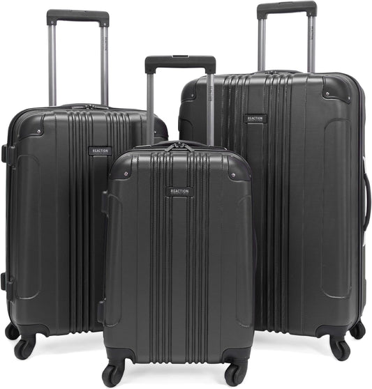 Kenneth Cole REACTION Out of Bounds Lightweight Hardshell 4-Wheel Spinner Luggage, Charcoal, 3-Piece Set (20", 24", & 28")