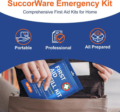 90 Pieces First Aid Refill Kit - Wound Care Kit Includes Bandages for Home, Travel, Hiking - Portable Replacement Kit for First Aid Medical Supplies（1 Set）