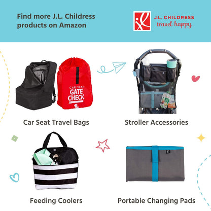 J.L. Childress Standard & Dual Stroller Bag - Travel Bag for Airplane, Fits Most Single & Double Baby Strollers, Airport Accessories for Gate or Baggage Check, Adjustable Strap - X-Large, Unpadded