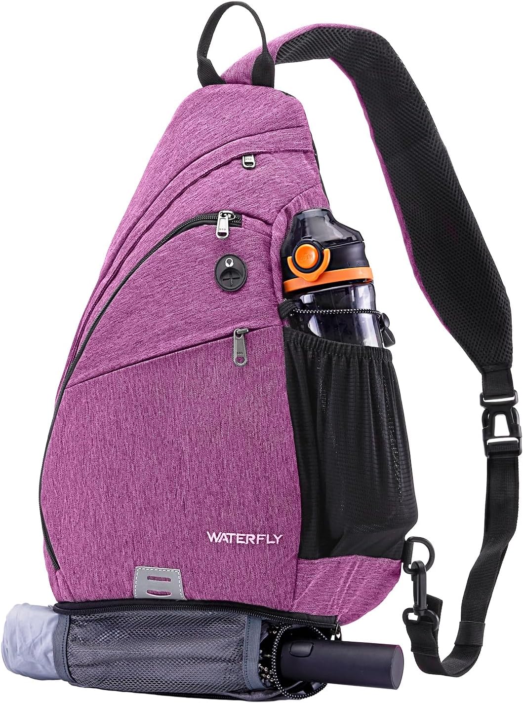 WATERFLY Large Crossbody Sling Bag: Over Shoulder Backpack Daypack Casual Cross Chest Side Pack